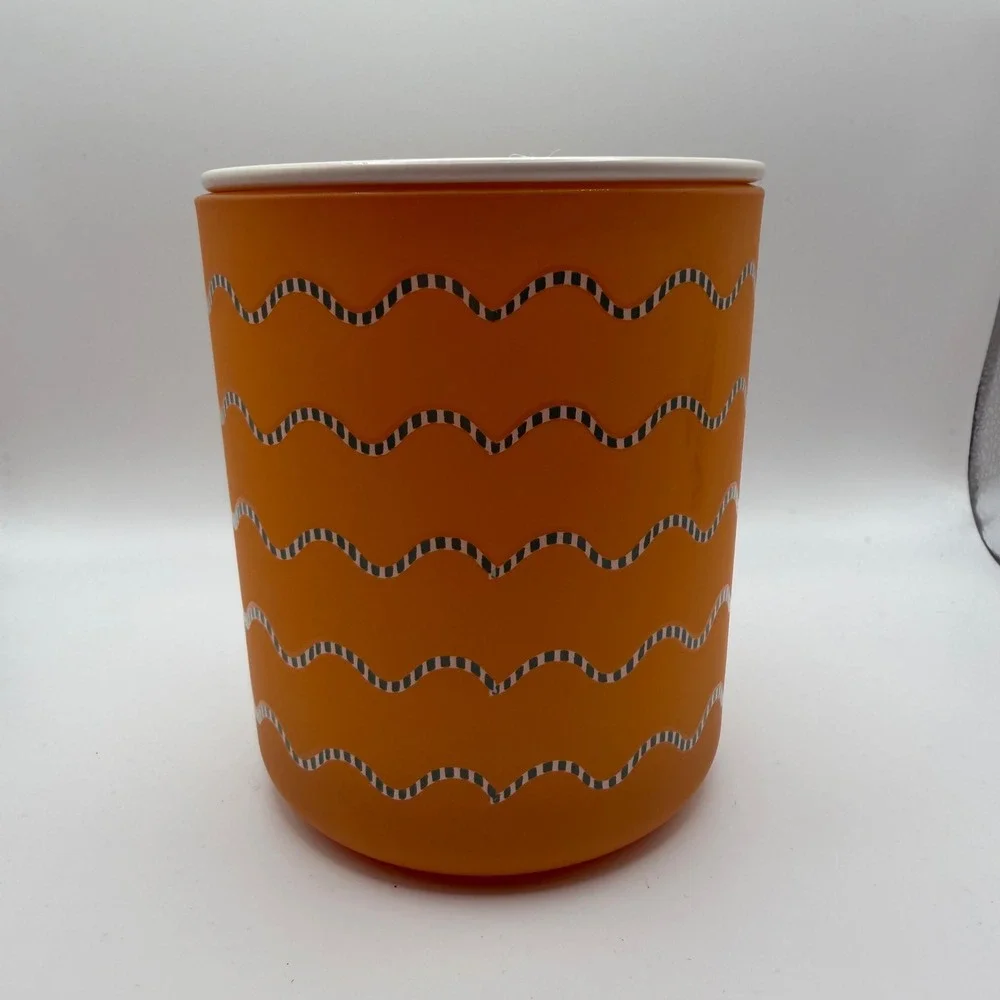 Room Essentials Sparkling Wave Kiwi Scented Candle 12oz Orange Jar with Lid - Picture 2 of 3